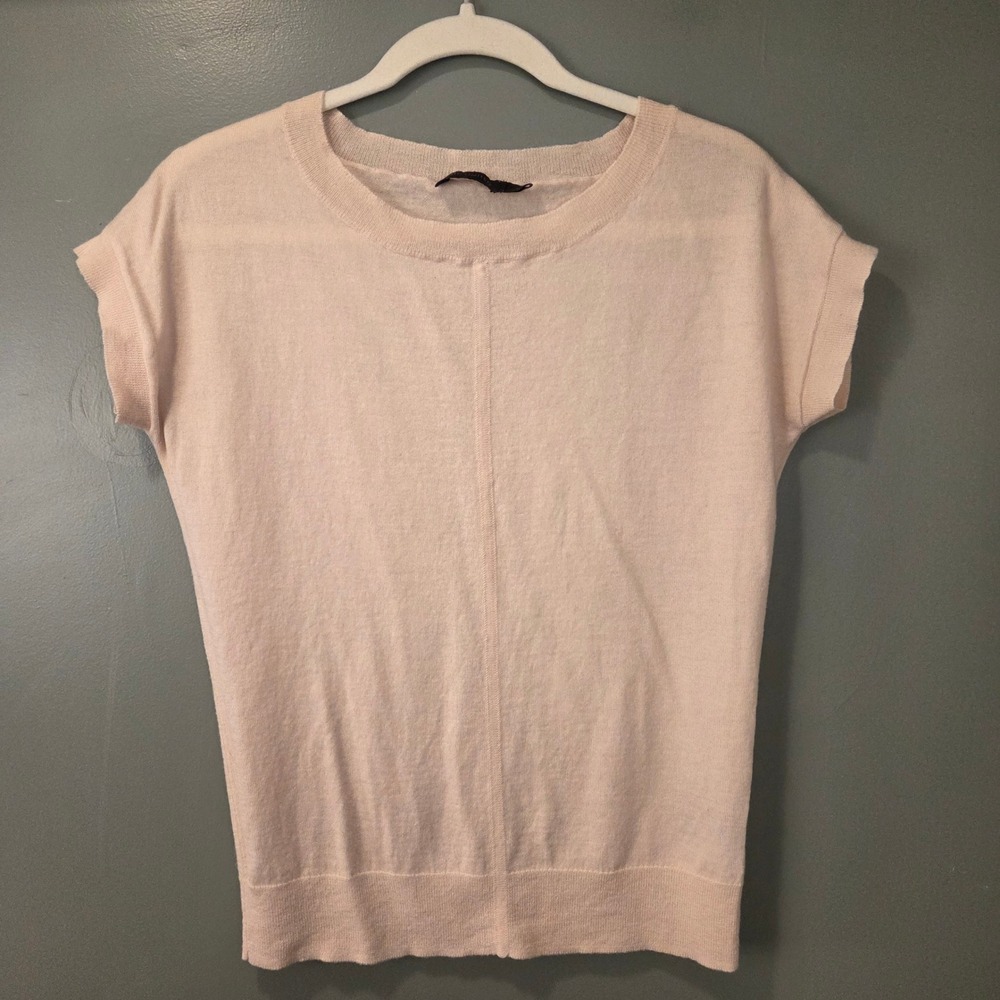 The Limited Women's Merino Wool Blend Short Sleeve Sweater Size M Pink
